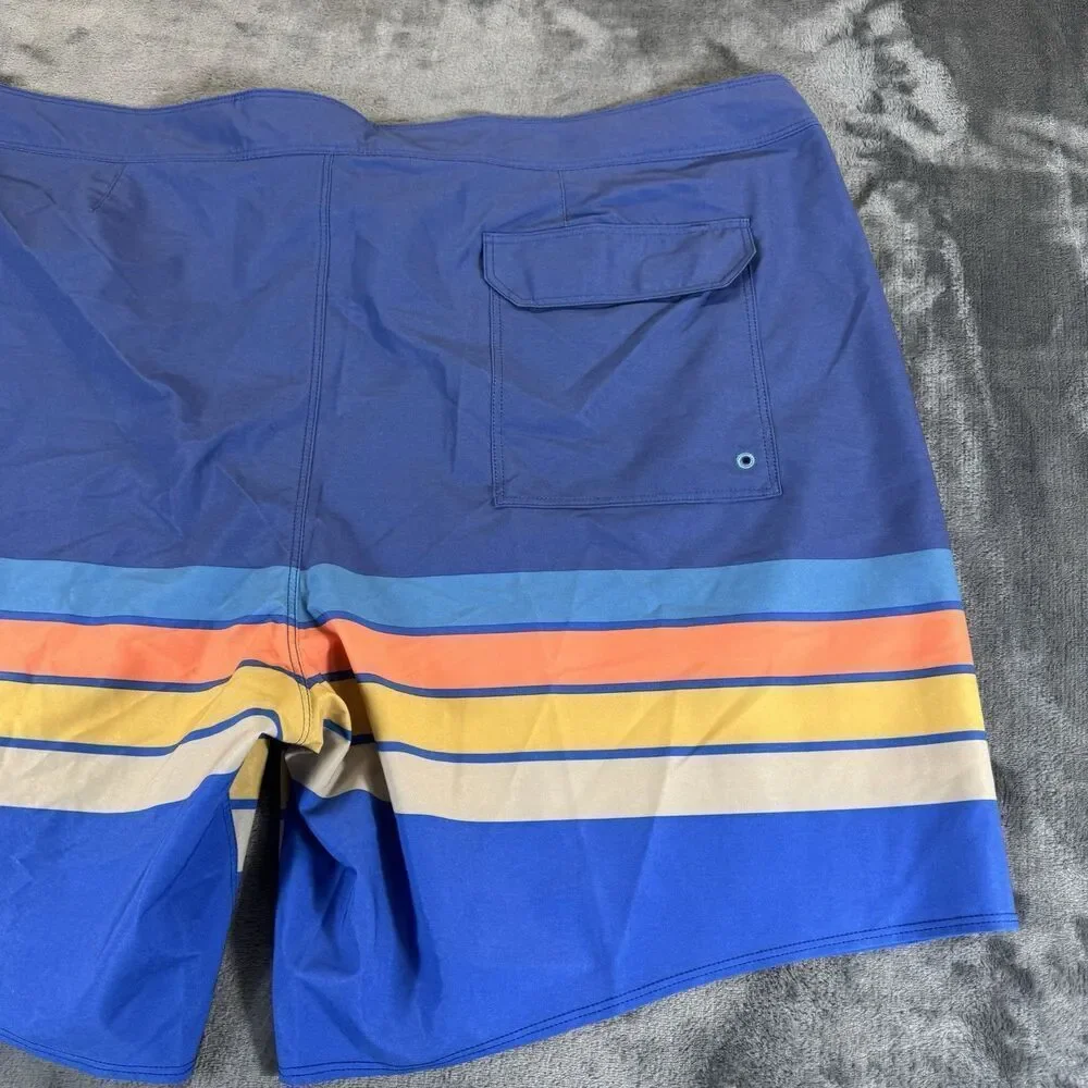 Patagonia Sz 42 Hydropeak 18’ Boardshorts Santa Cruz Stripe Superior Blue NWOT